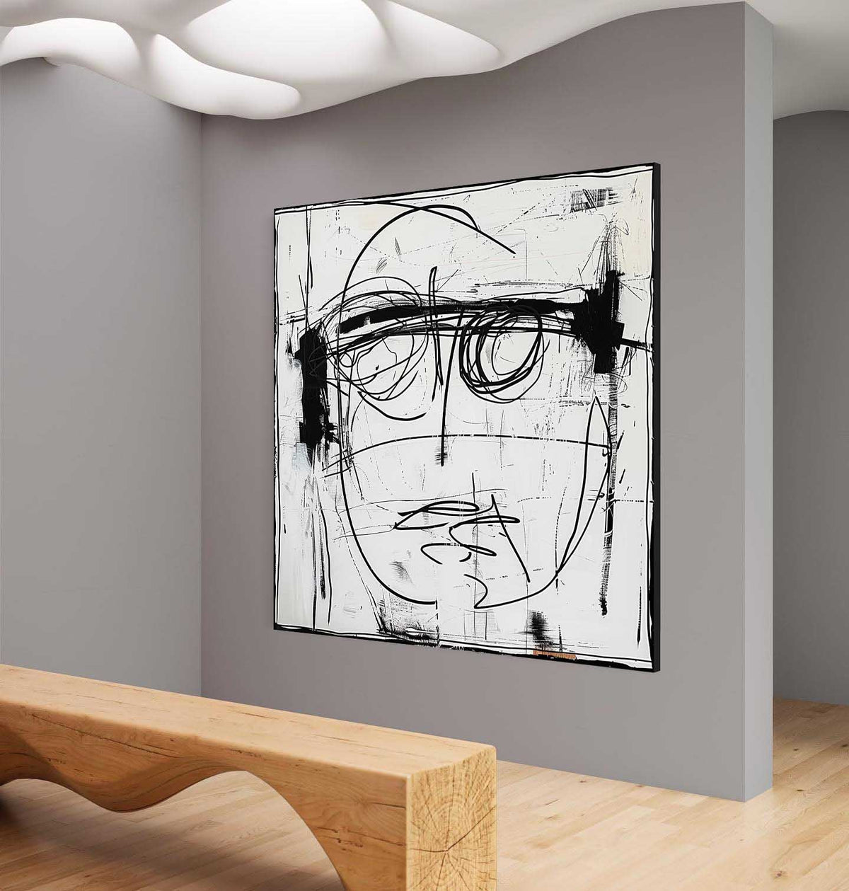 Abstract Expressionist Black White Face Painting