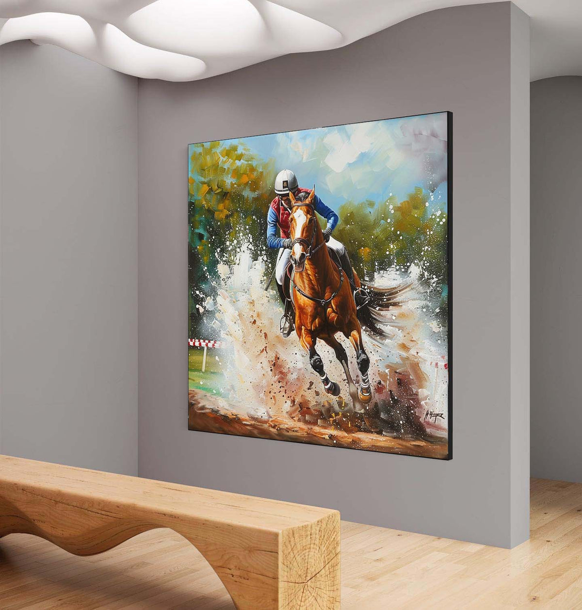 Equestrian Cross-Country 3D Impasto Painting