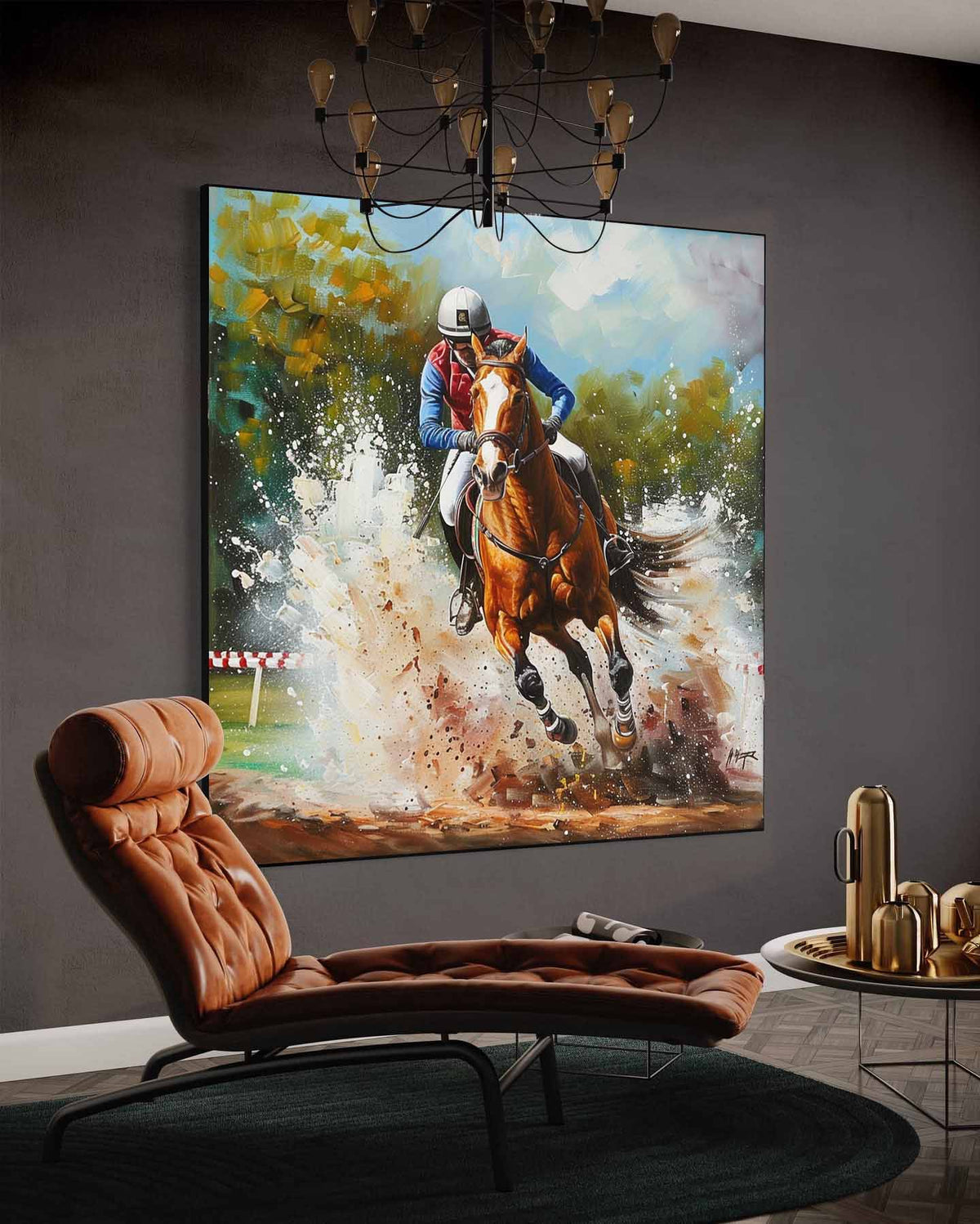Equestrian Cross-Country 3D Impasto Painting