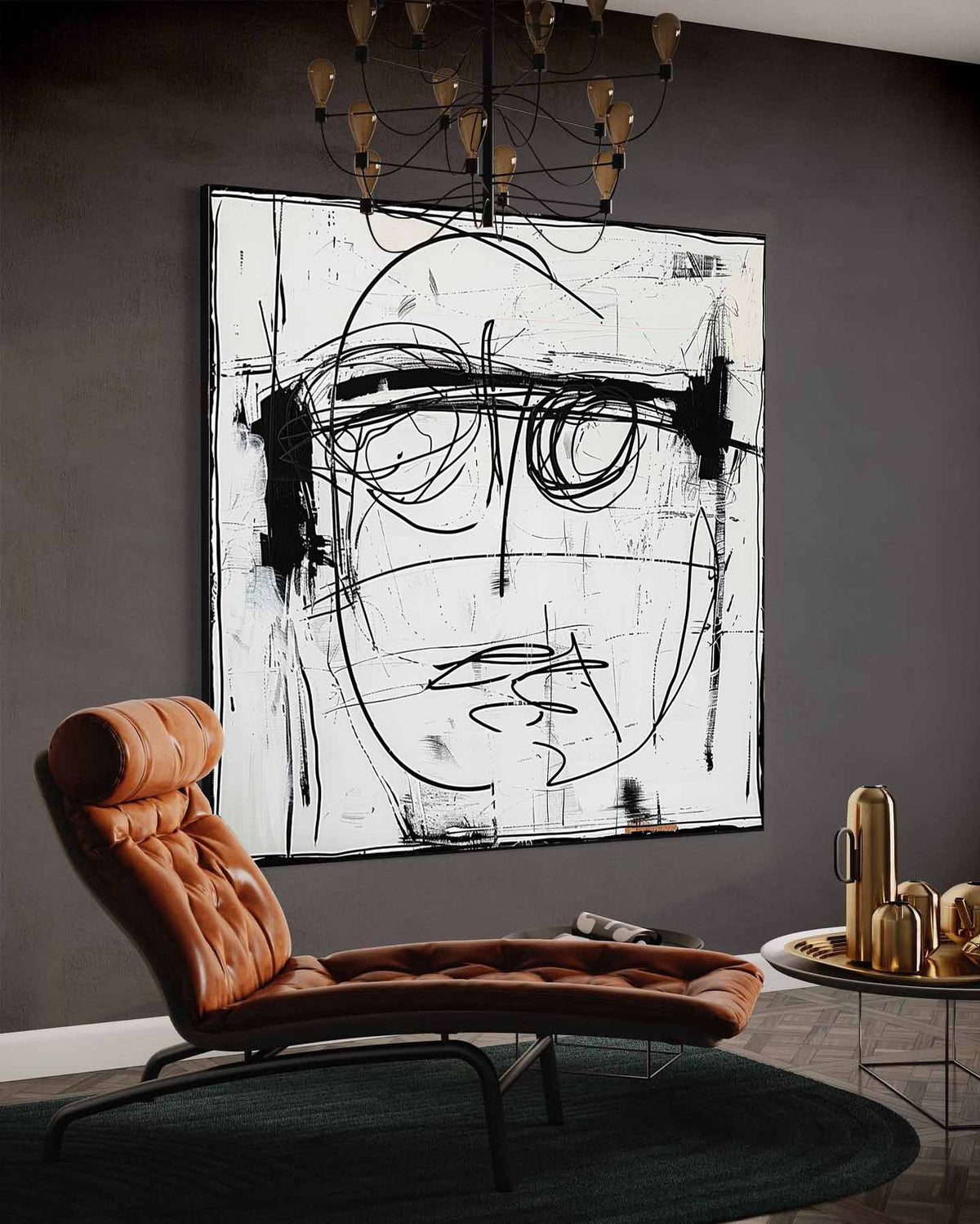 Abstract Expressionist Black White Face Painting