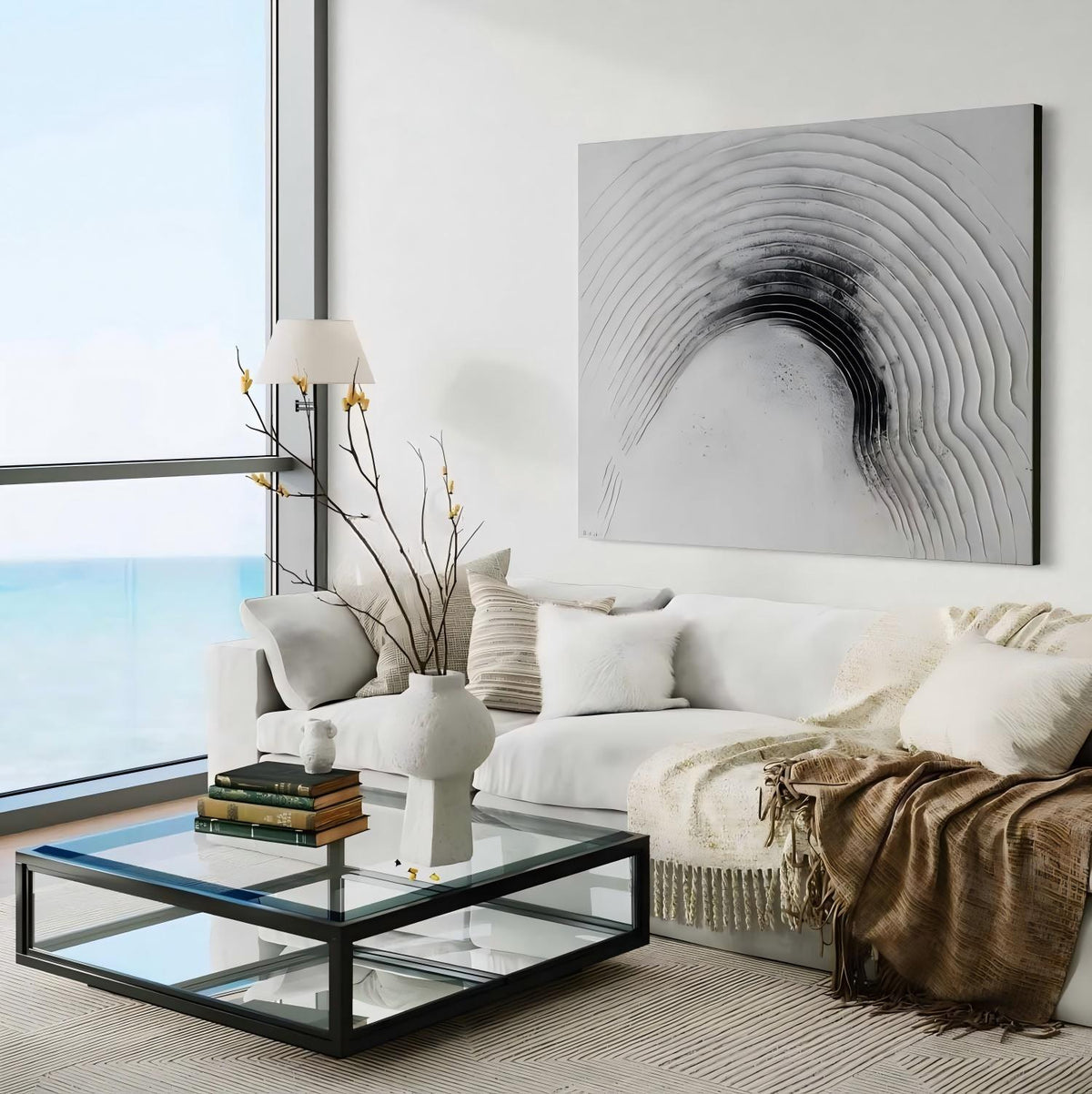 Wall Art Horizontal 3D Impasto Half-Circle