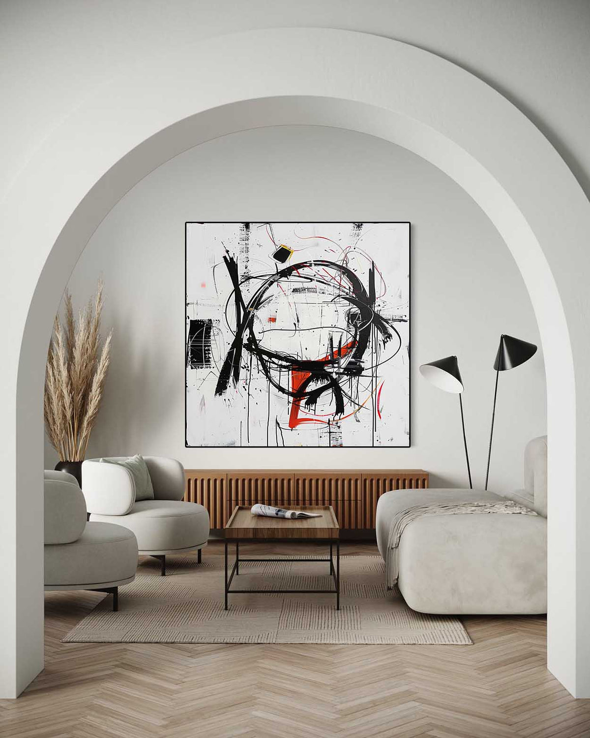 Wall Art Dynamic Textured Red Black