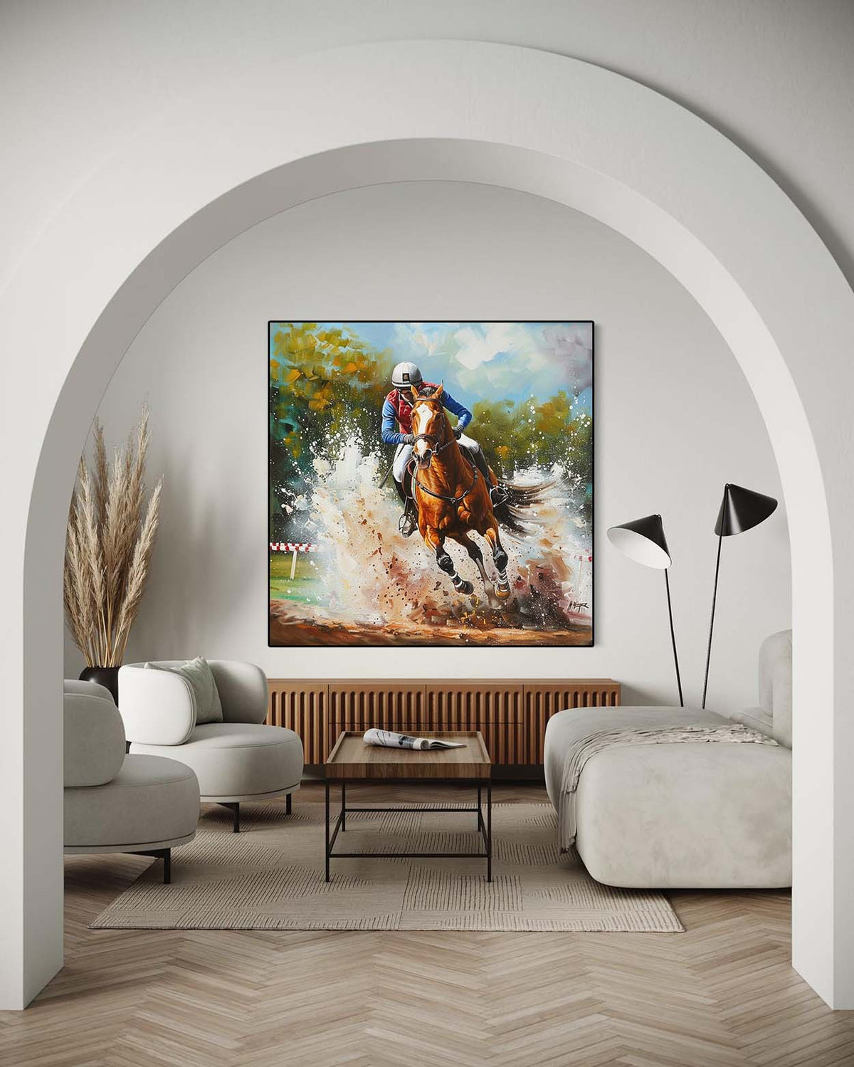 Equestrian Cross-Country 3D Impasto Painting