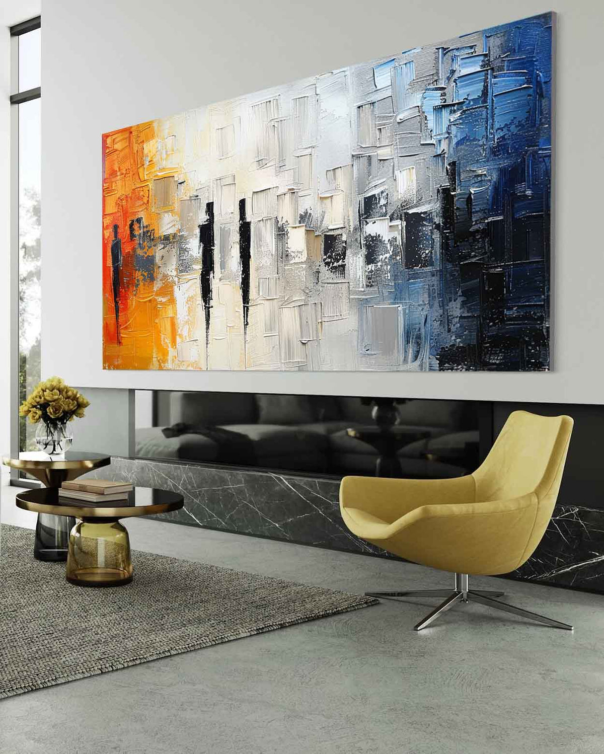 Wall Art Impressionist Gradient Orange Blue