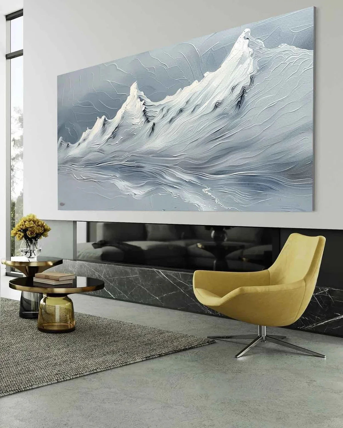 Wall Art Horizontal Impasto Snow Mountain