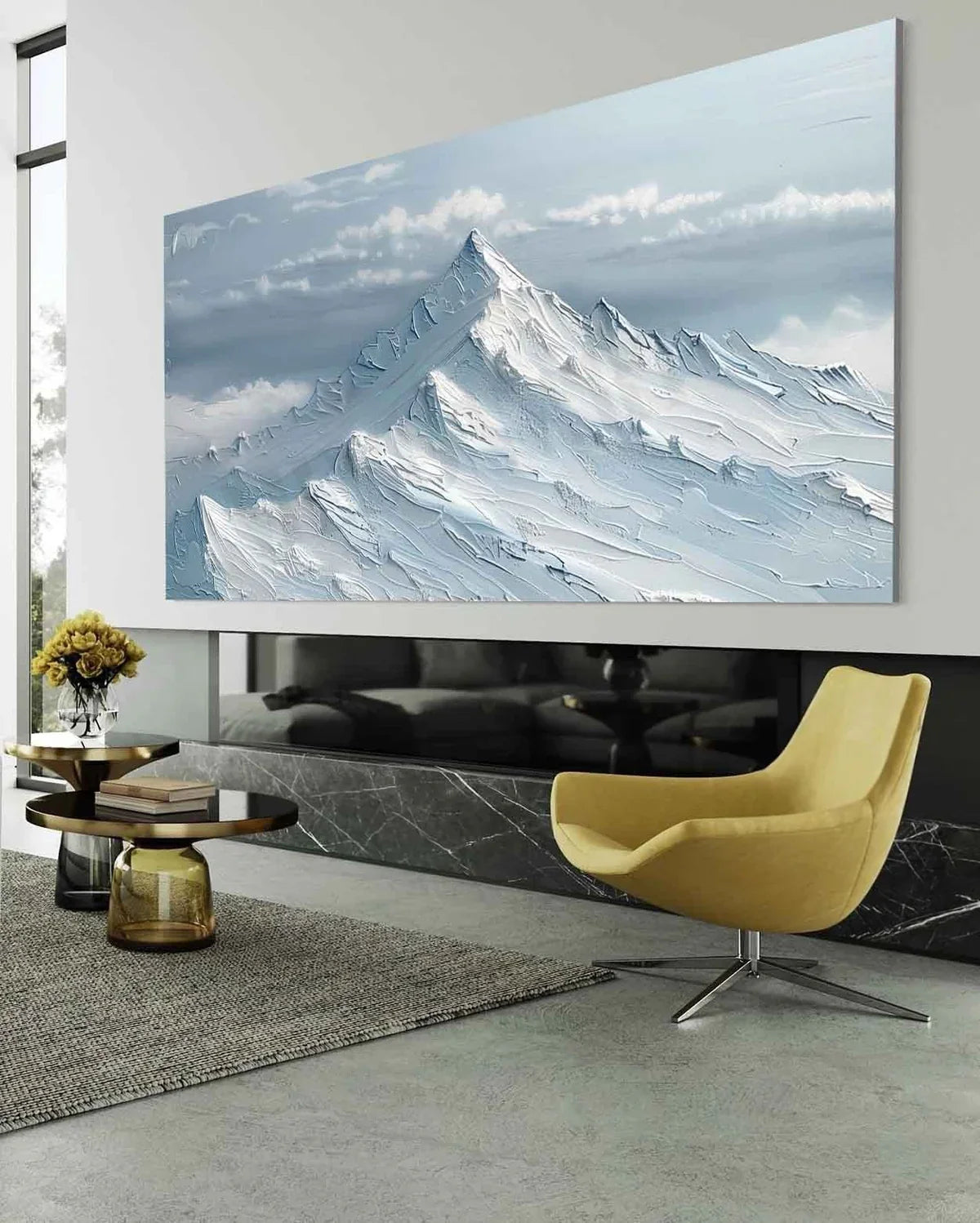 Wall Art Horizontal Impasto Snow Mountain
