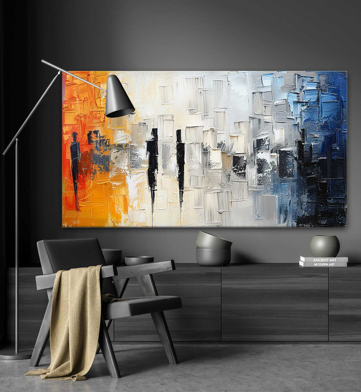 Wall Art Impressionist Gradient Orange Blue