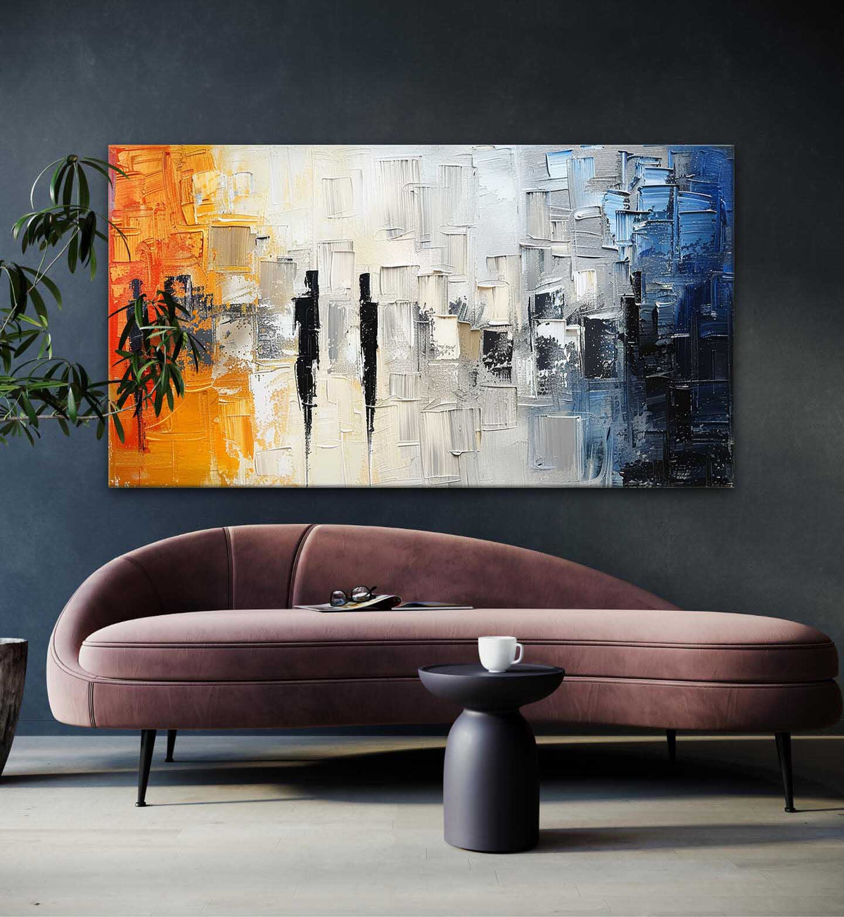 Wall Art Impressionist Gradient Orange Blue