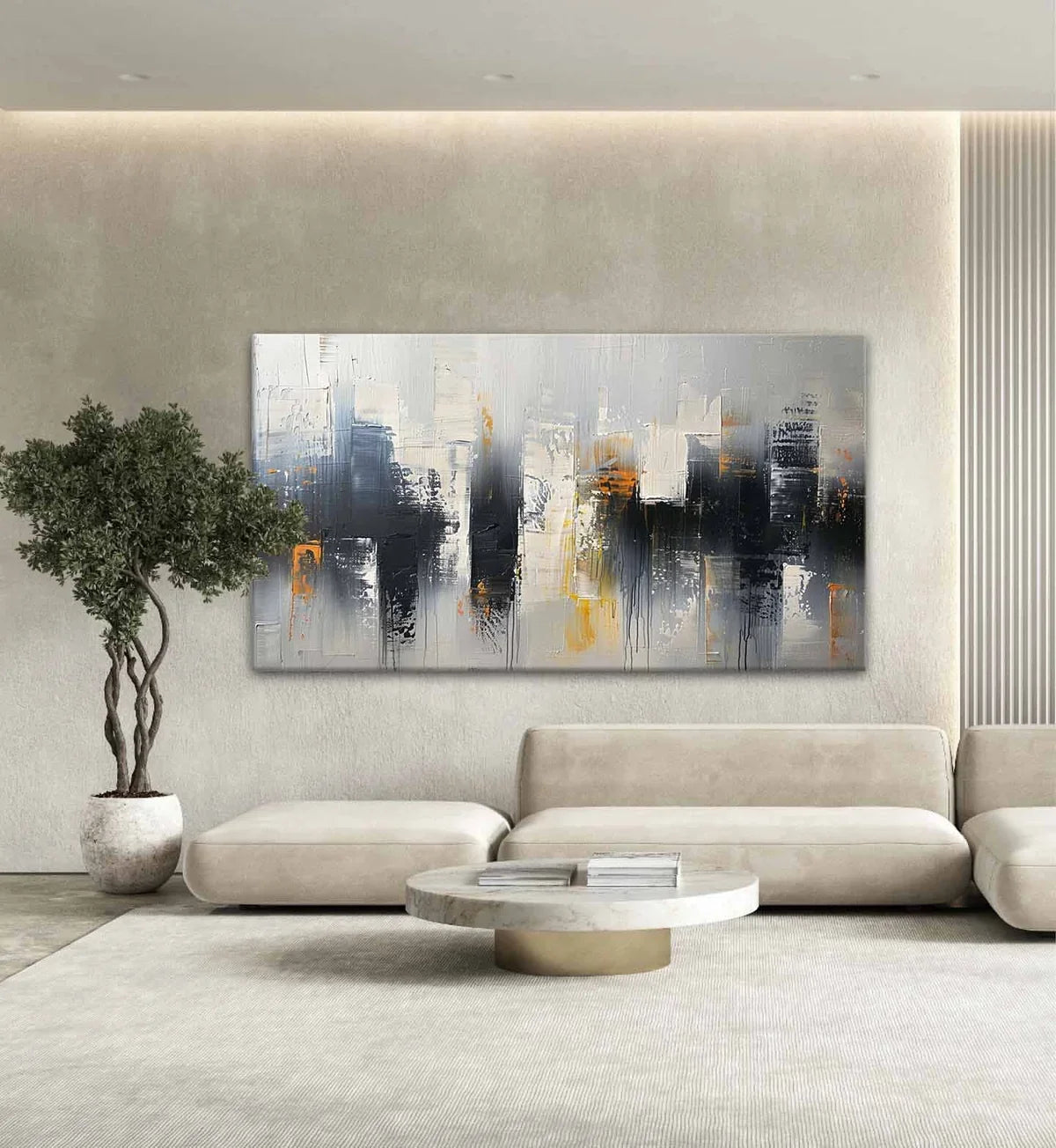 Neutral Oil Painting Urban Grid Textures Gold Colorful