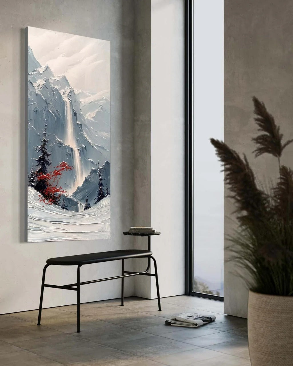 Wall Art Vertical Impasto Snow Mountain