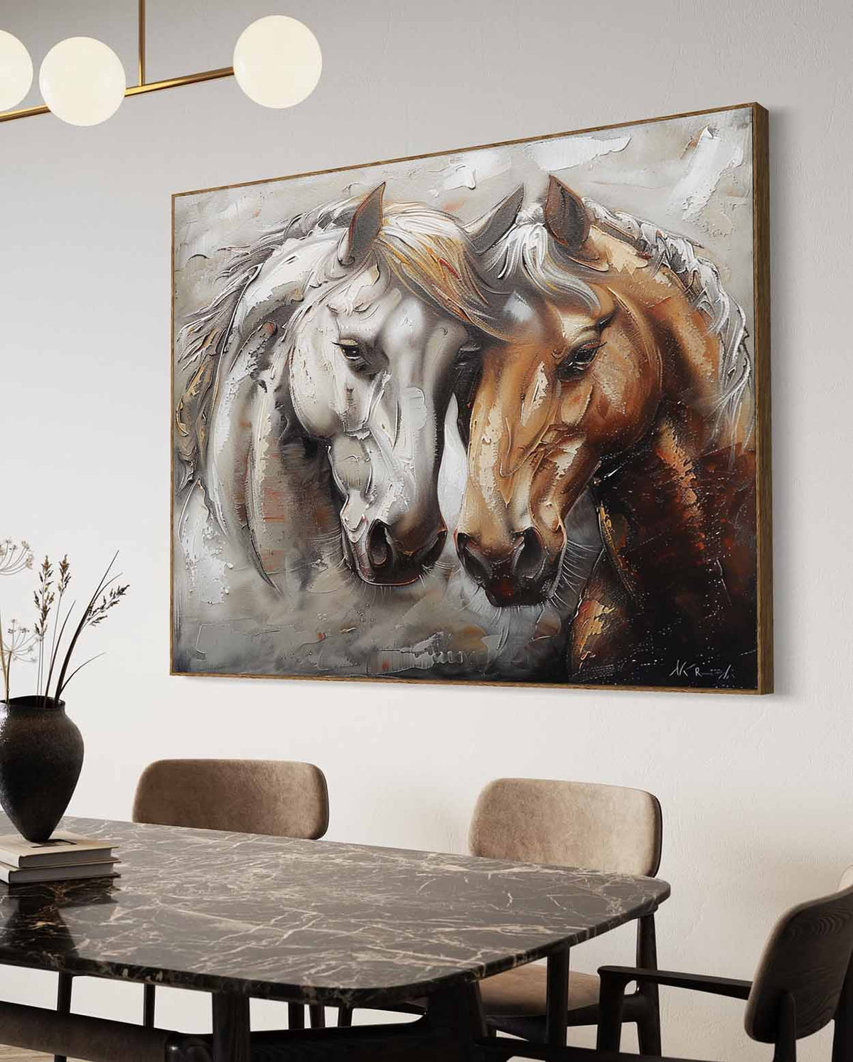 Wall Art Palette Knife Two Horses