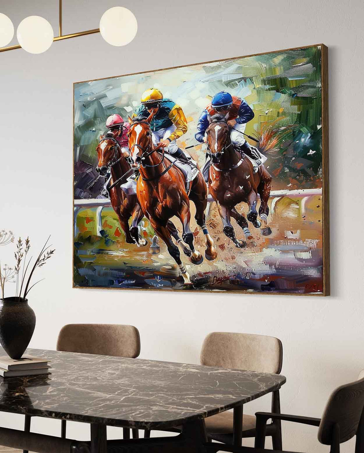 Wall Art Impressionist Dynamic Horse Racing Jockey