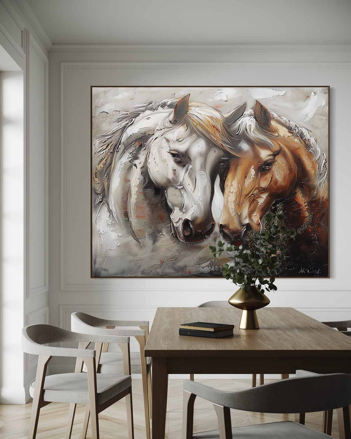 Wall Art Palette Knife Two Horses