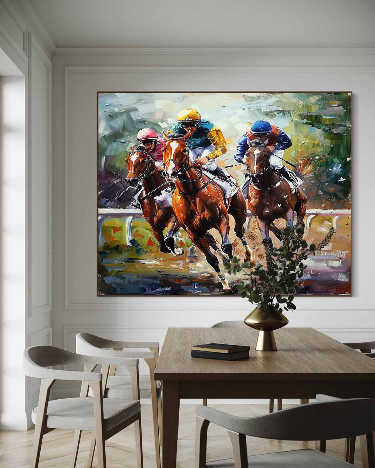 Wall Art Impressionist Dynamic Horse Racing Jockey