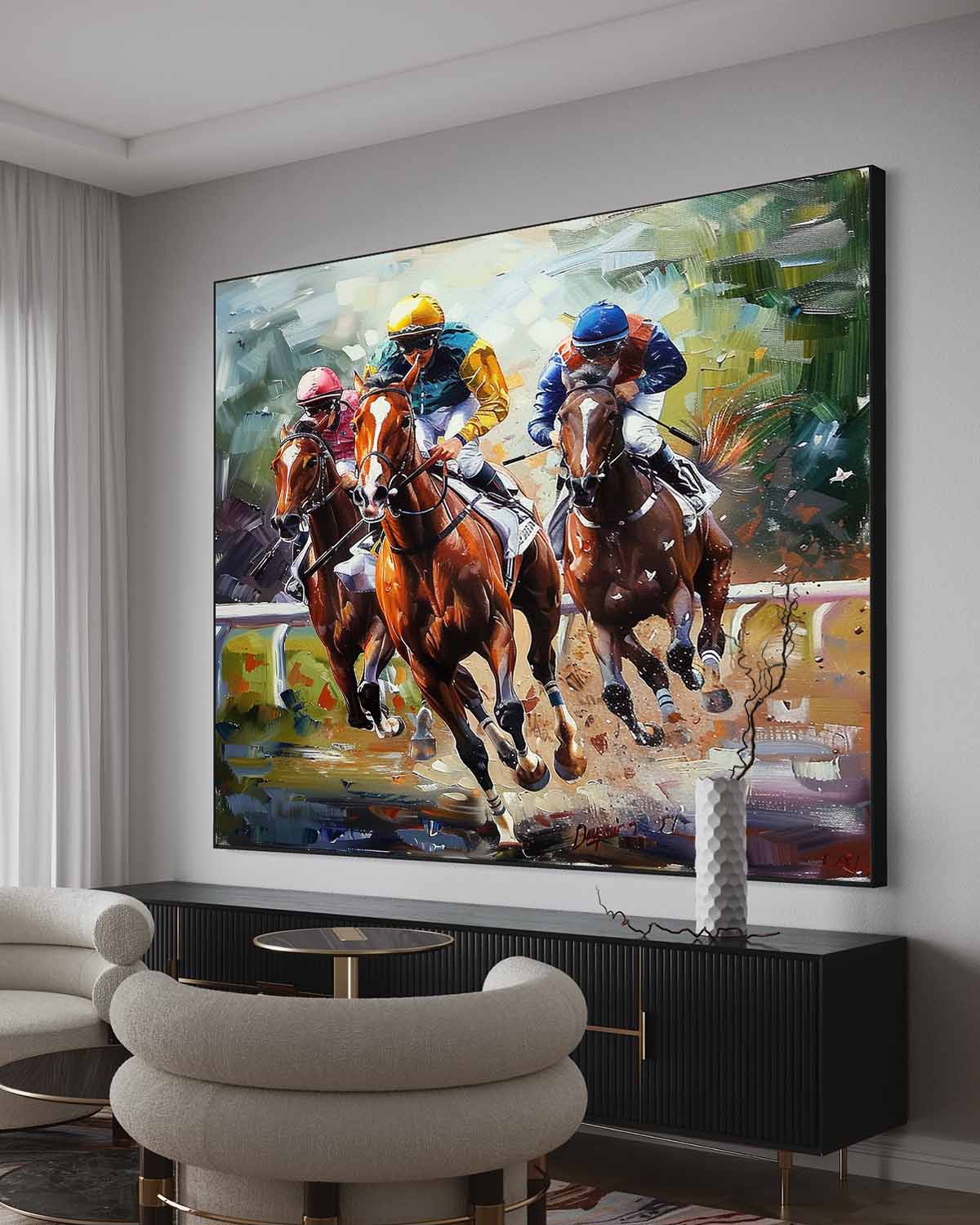 Wall Art Impressionist Dynamic Horse Racing Jockey