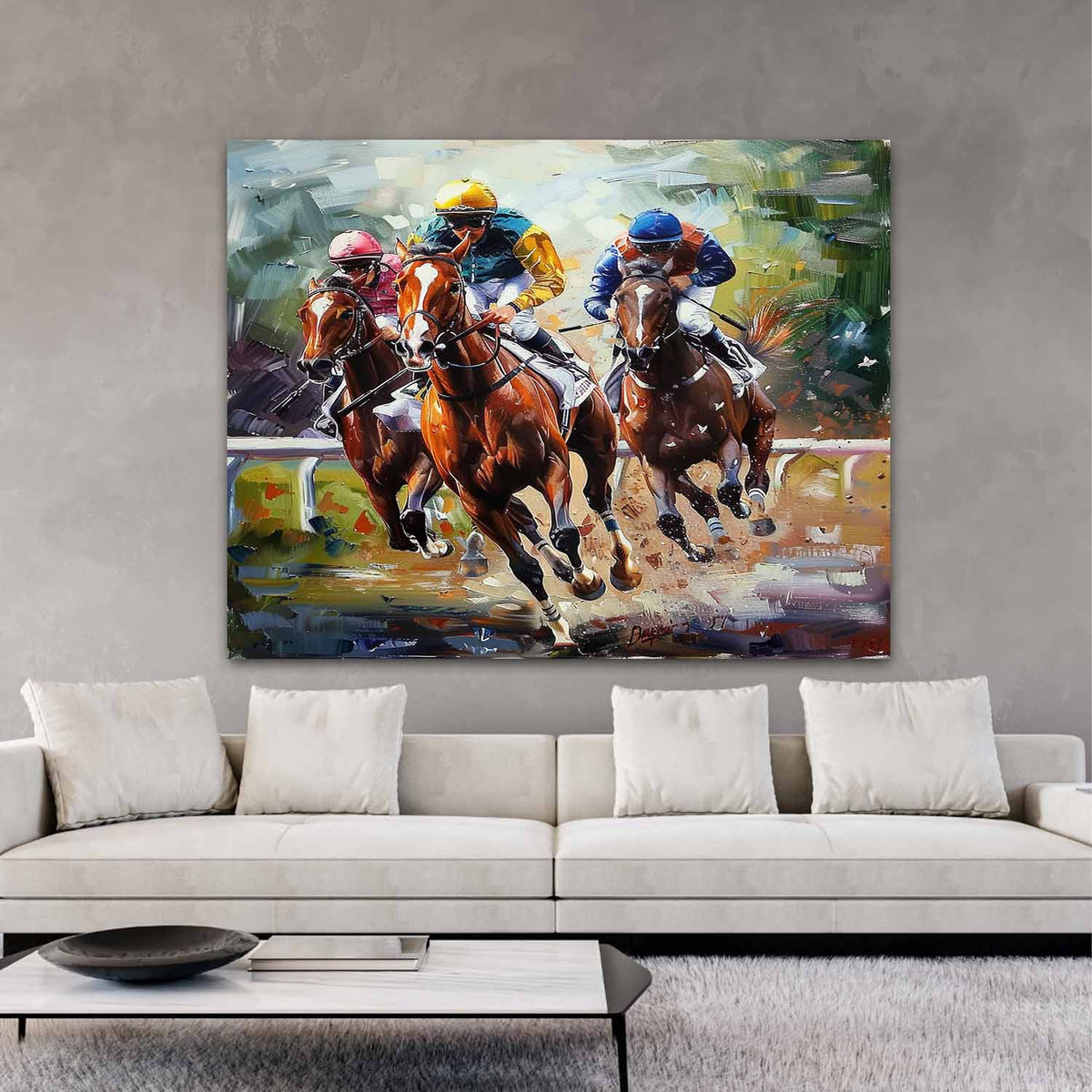 Wall Art Impressionist Dynamic Horse Racing Jockey