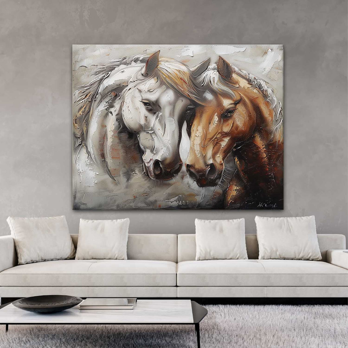 Wall Art Palette Knife Two Horses