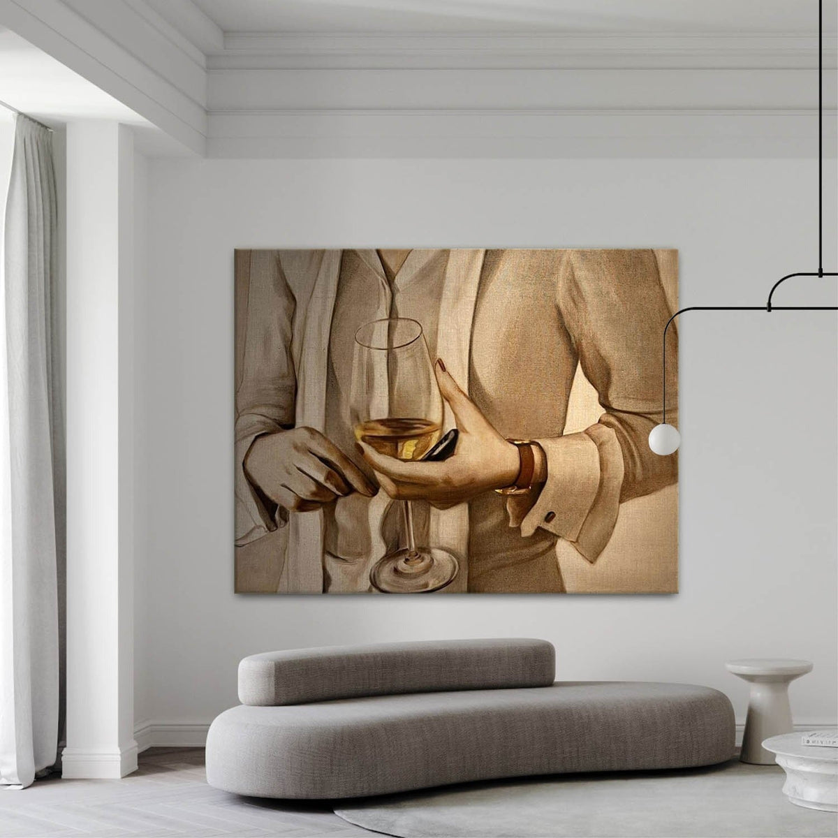 Wall Art Rectangle Realistic Art Wine Glass Gentleman