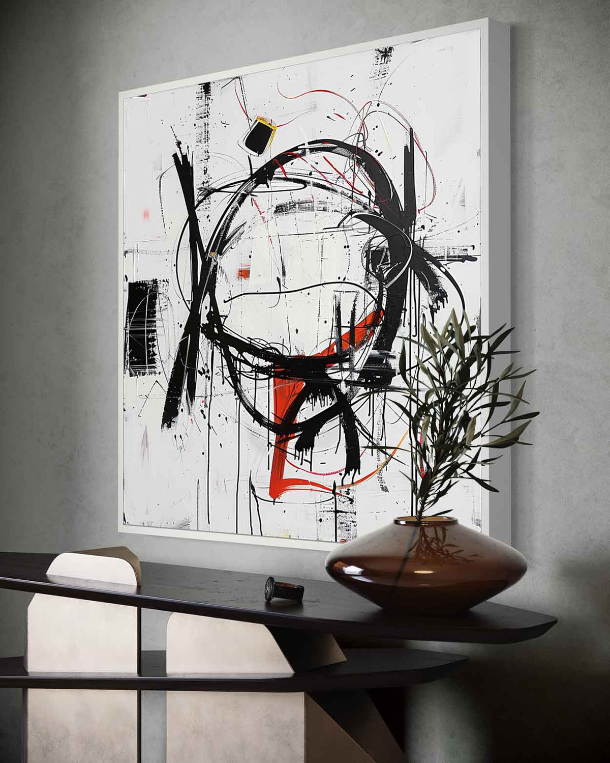 Wall Art Dynamic Textured Red Black