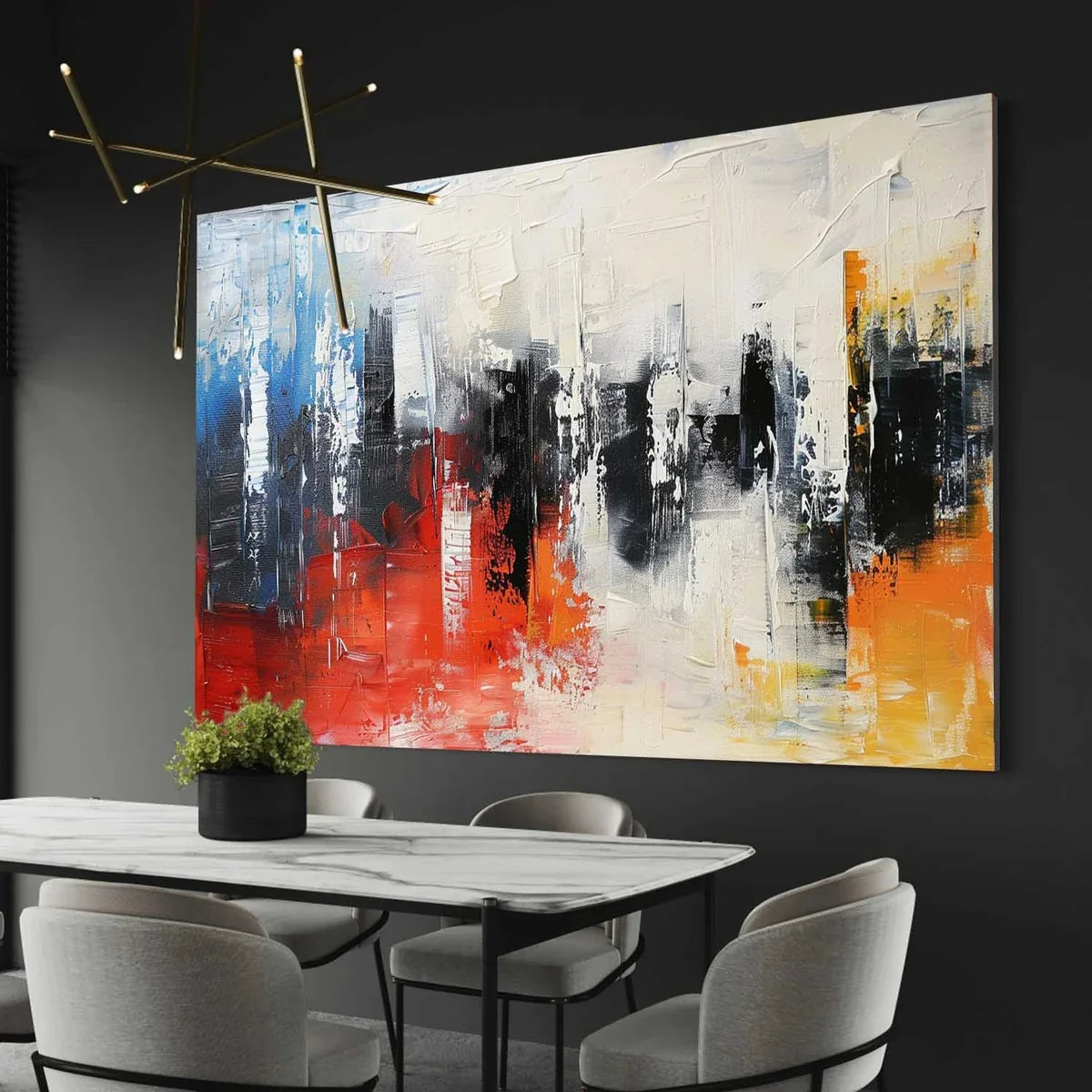 Colorful Tactile Bold Color Oil Painting Urban Grid Vibrant