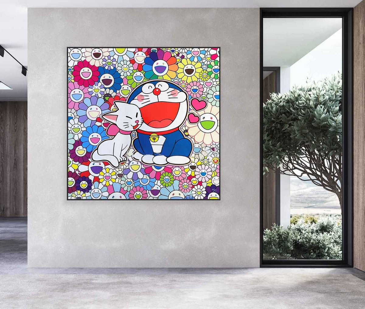 Wall Art Playful Textured Doraemon