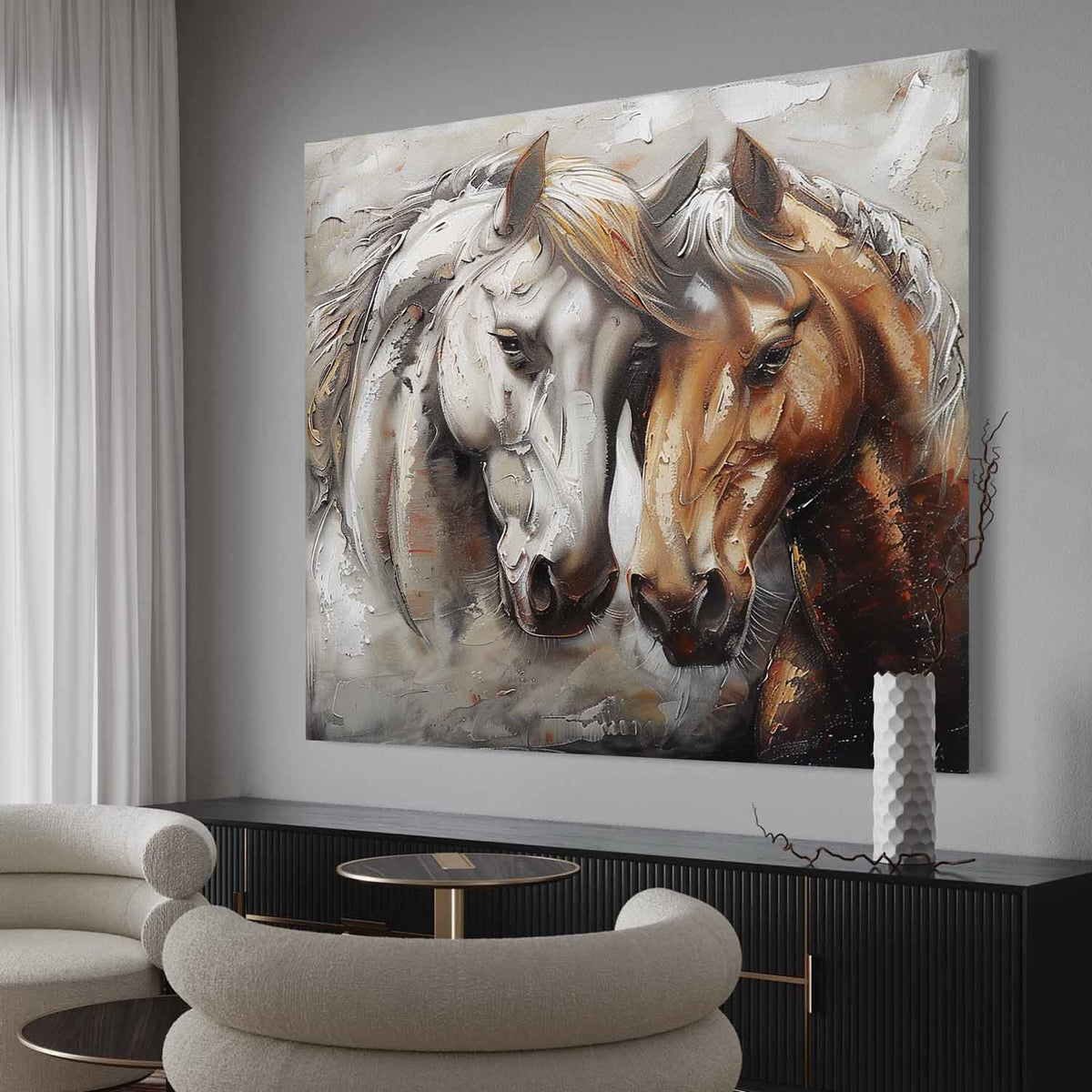 Wall Art Palette Knife Two Horses