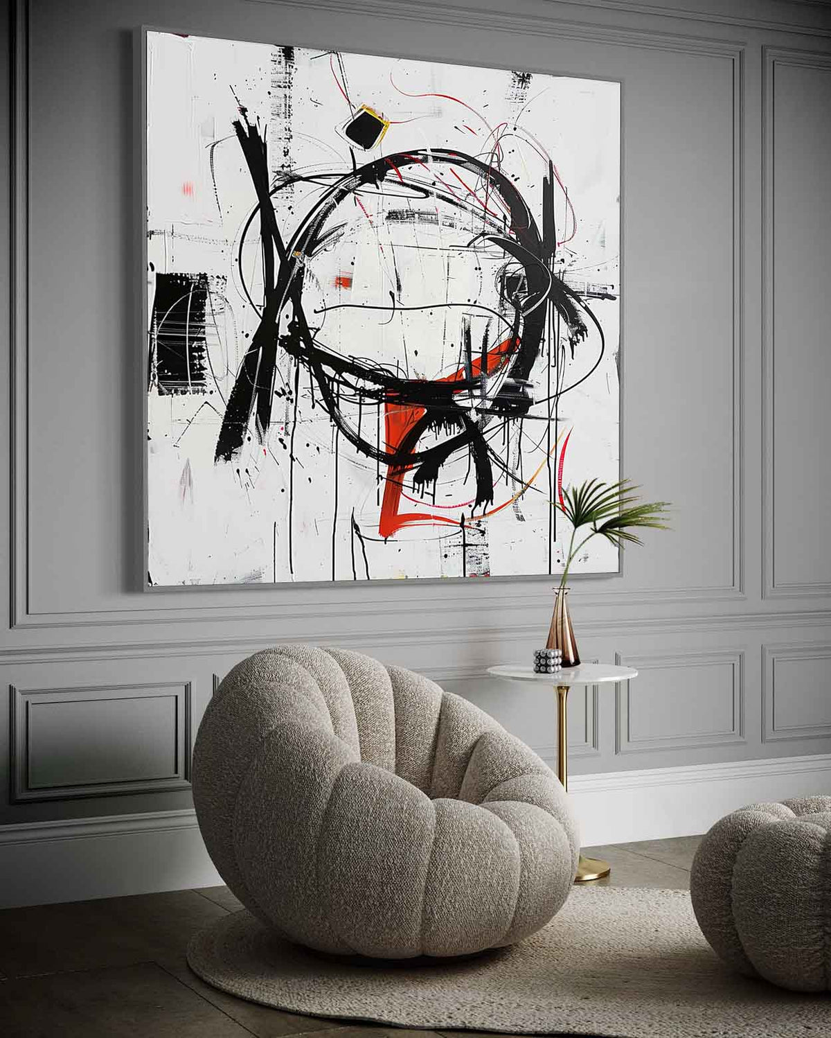 Wall Art Dynamic Textured Red Black