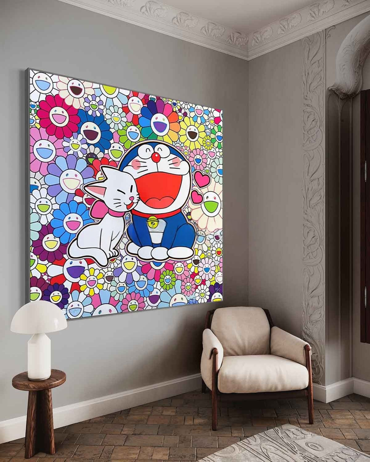 Wall Art Playful Textured Doraemon