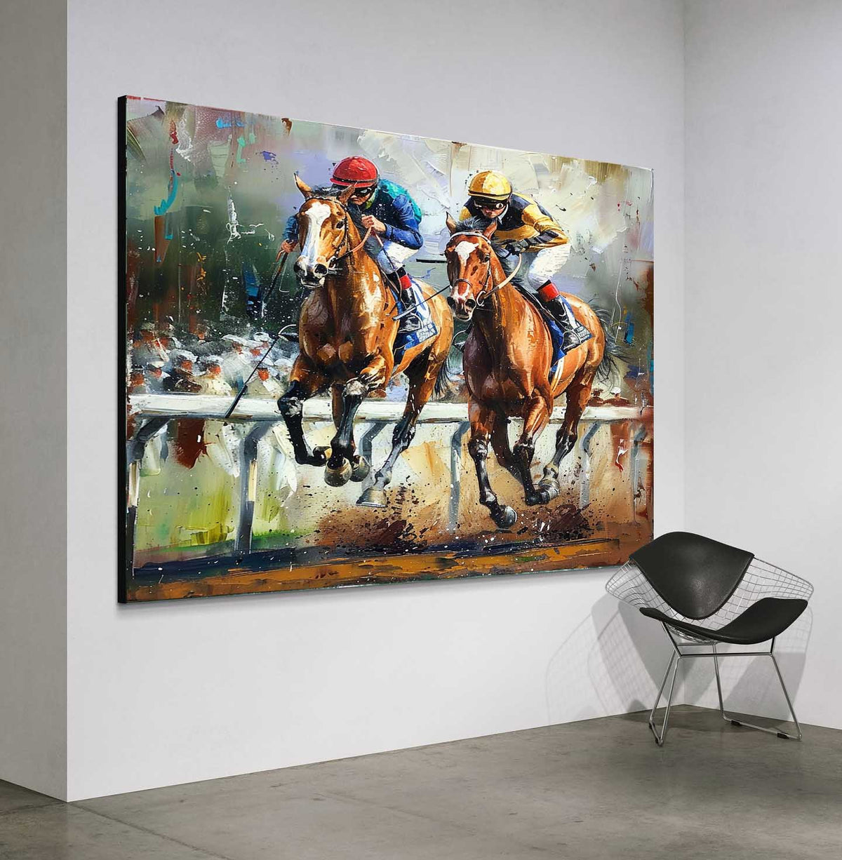 Wall Art Dynamic Textured Horse Racing