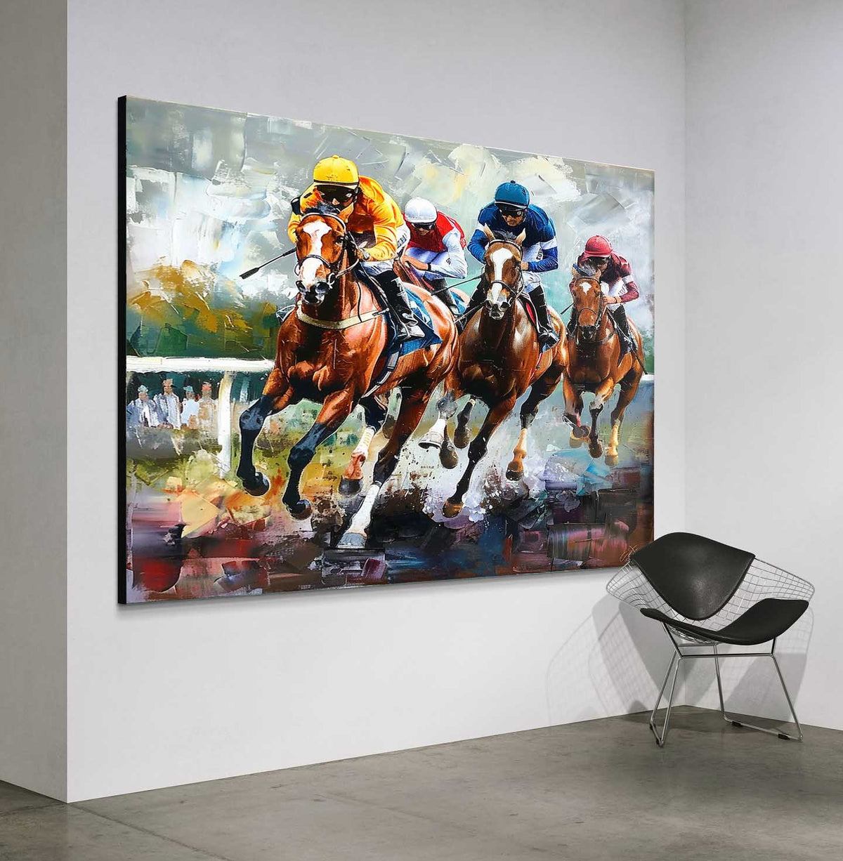 Dynamic Horse Racing Scene Painting