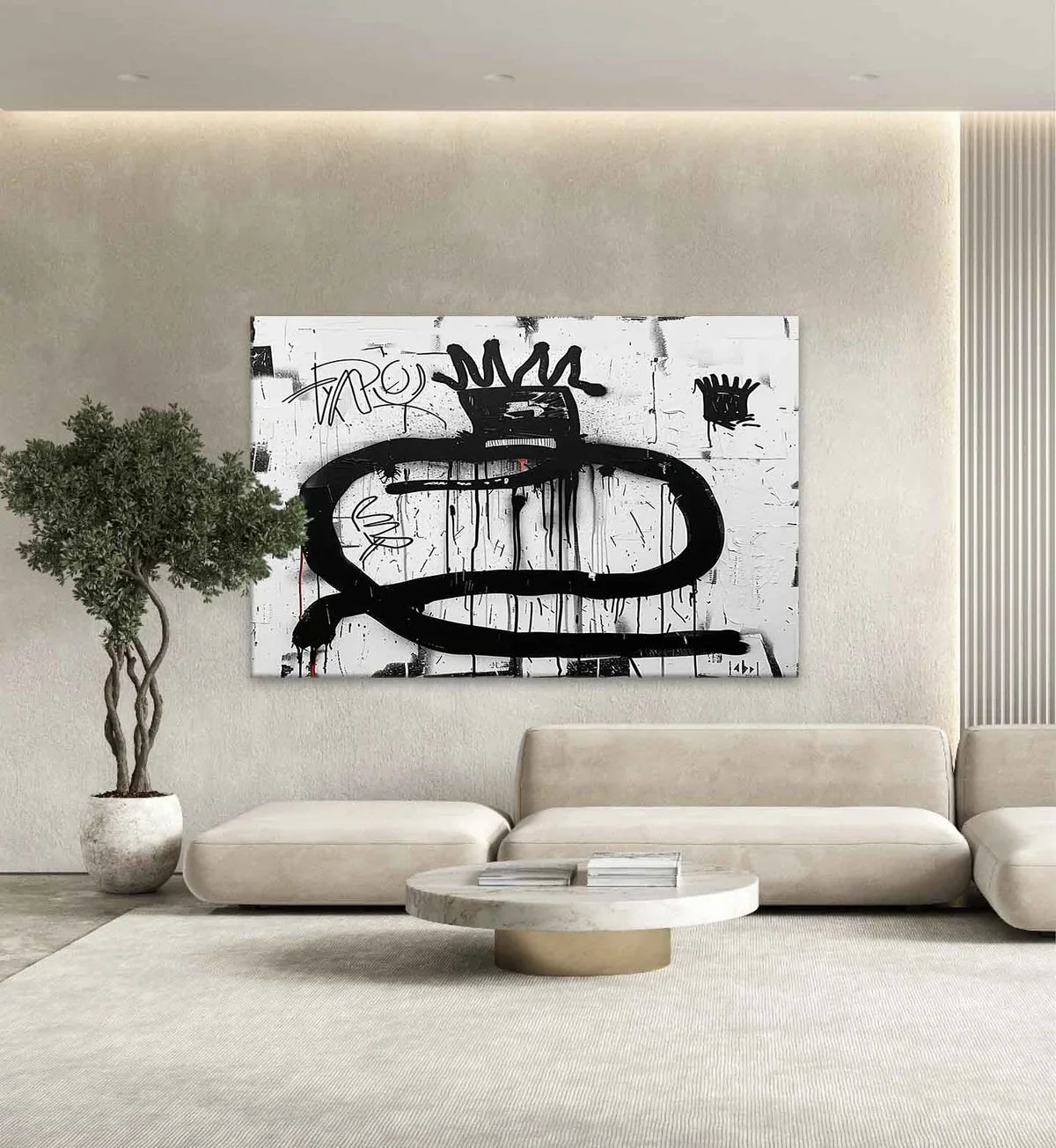 Tactile Neo-Expressionist Oil Painting Bold Black Drips