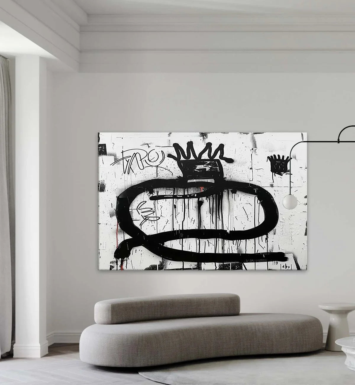 Tactile Neo-Expressionist Oil Painting Bold Black Drips