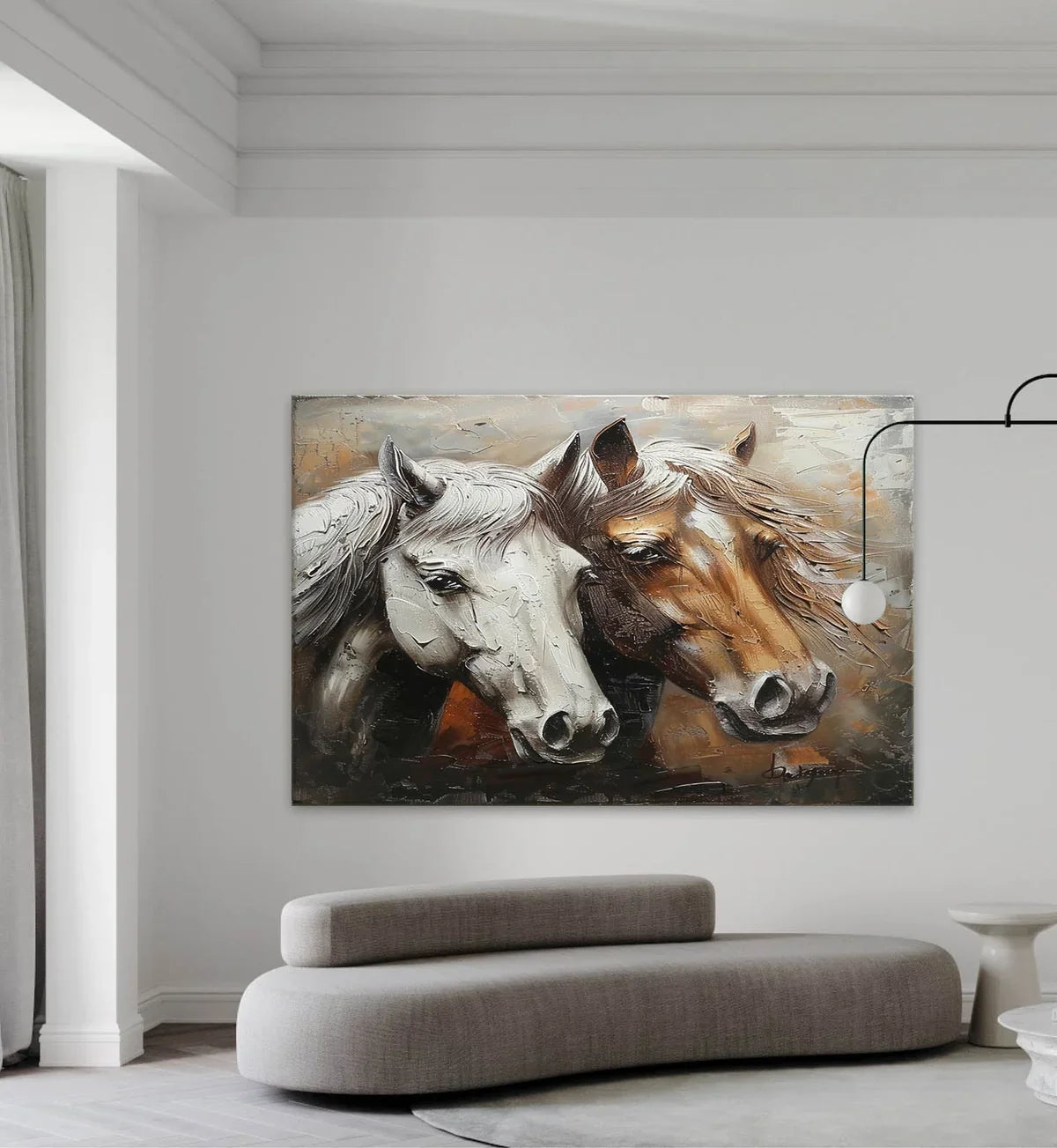 Textured Horse Portrait Oil Painting Neutral Elegant