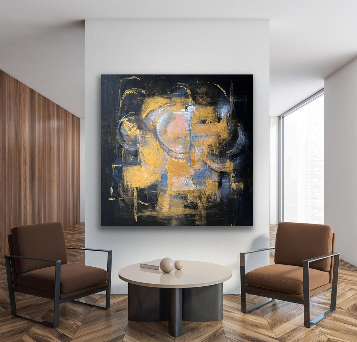 Midnight Gold Abstract Painting