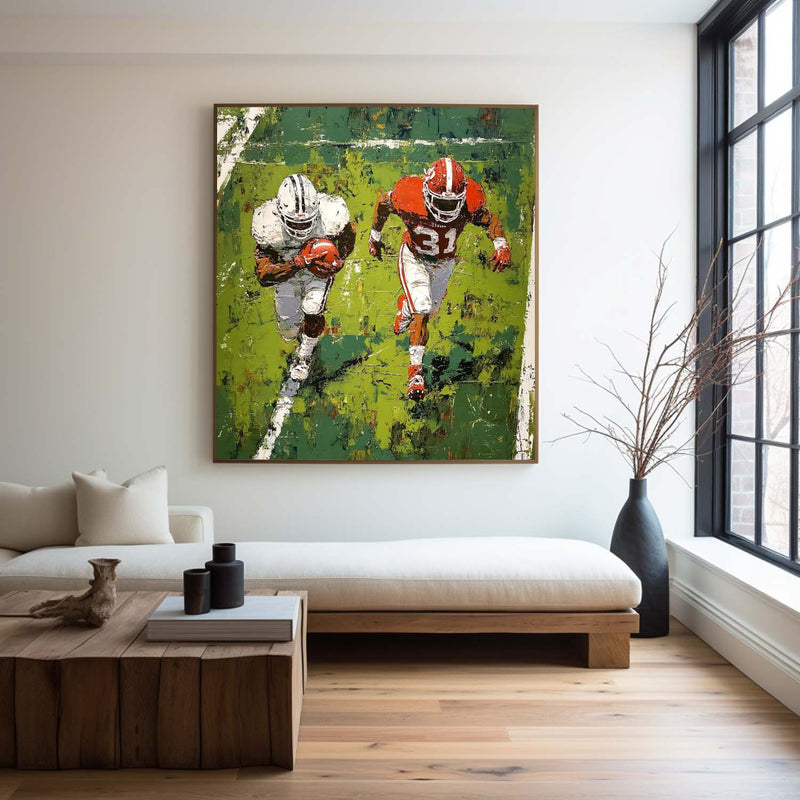 American Football Chase Scene Oil Painting