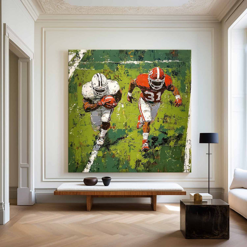 American Football Chase Scene Oil Painting