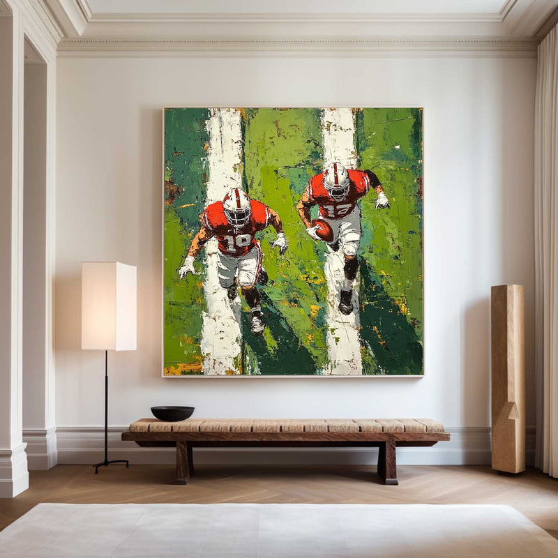 American Football Duo Action Oil Painting