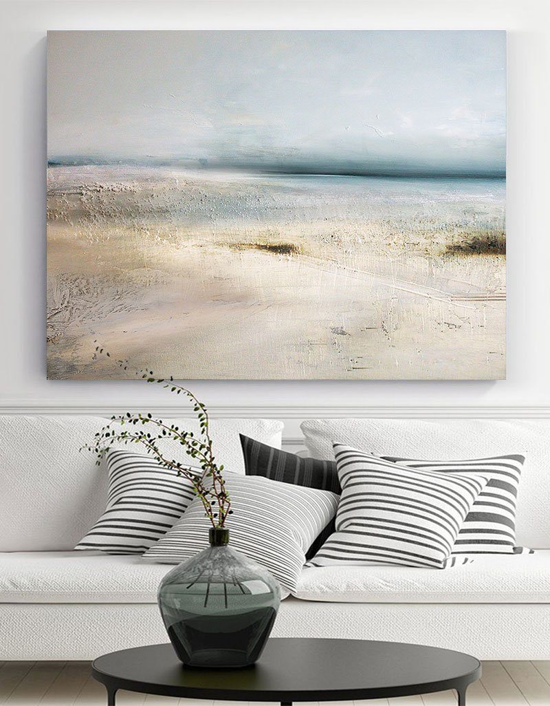 Serene Coastal Abstract Landscape Painting Soft Tones