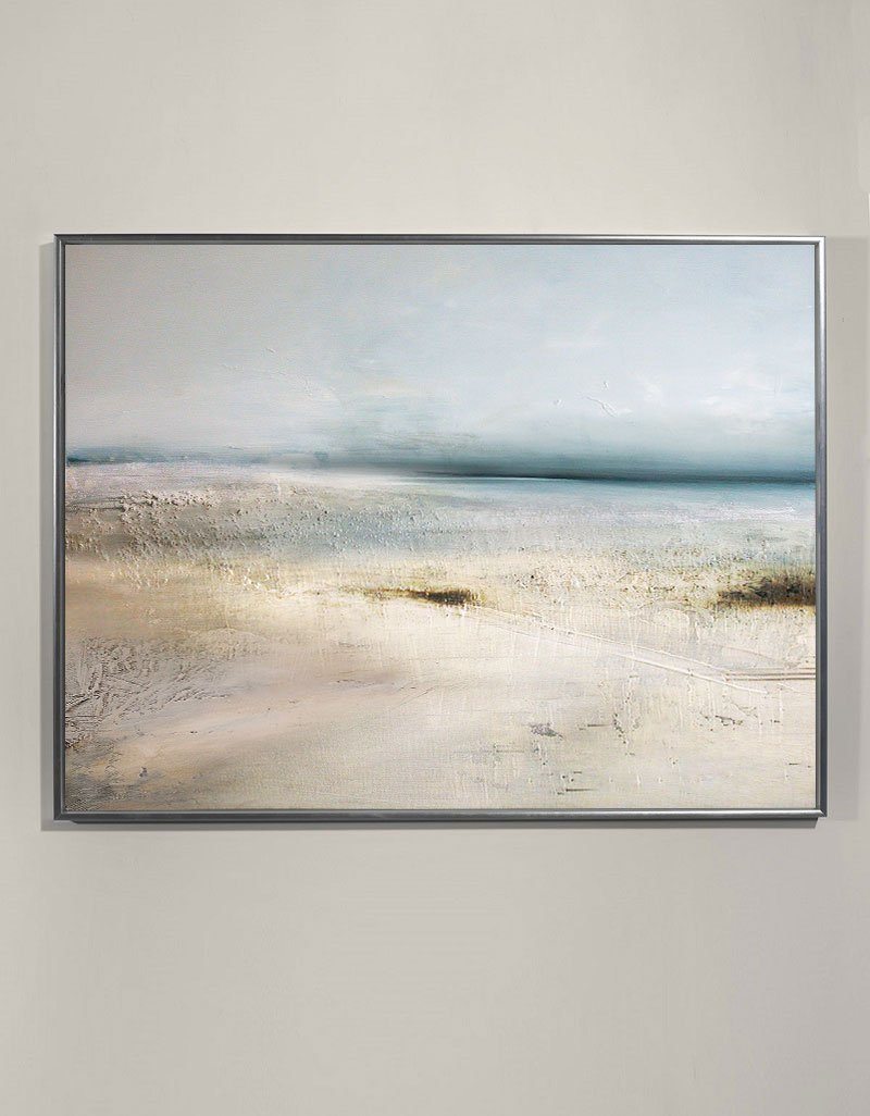 Serene Coastal Abstract Landscape Painting Soft Tones