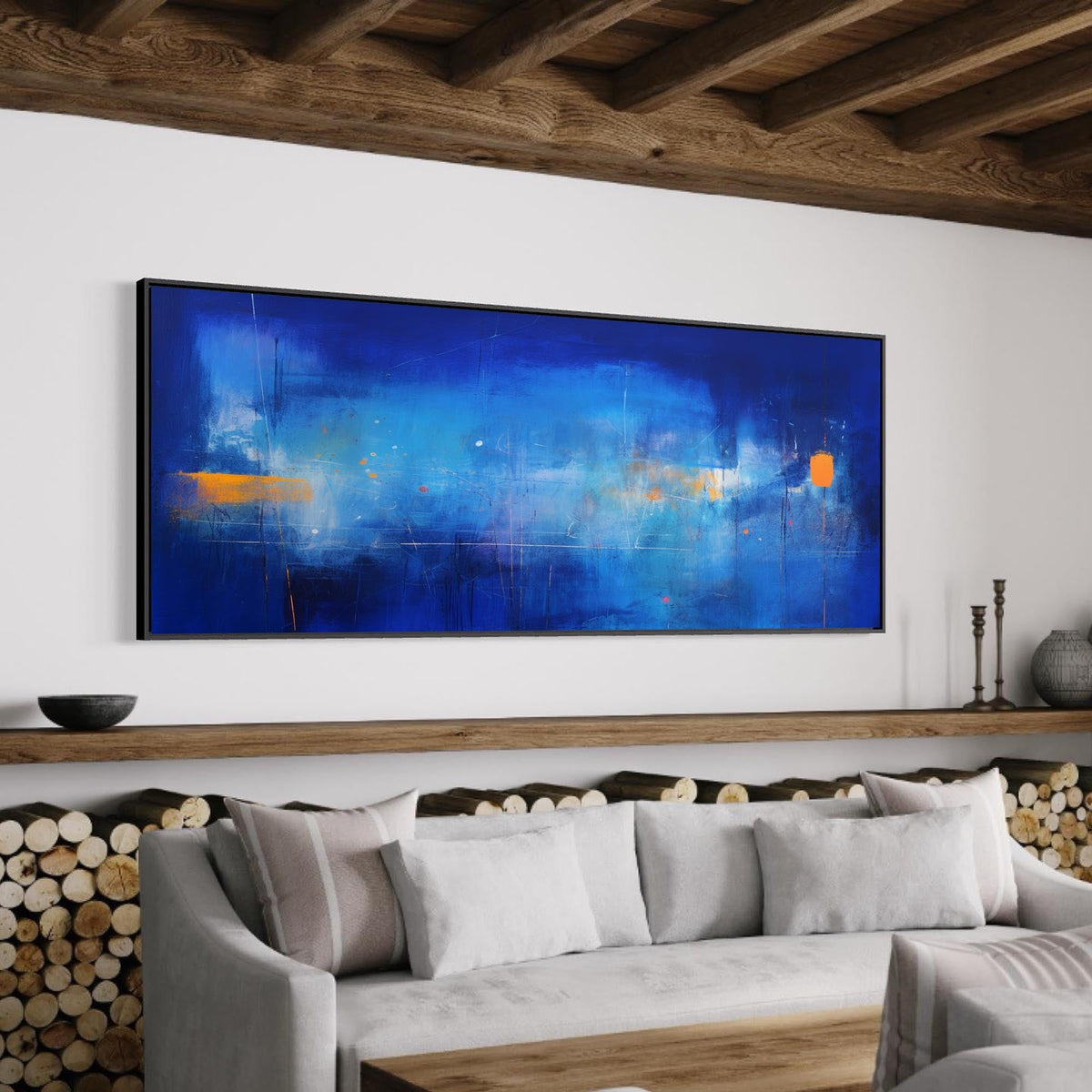 Expressionist Panoramic Blue Orange Wall Art