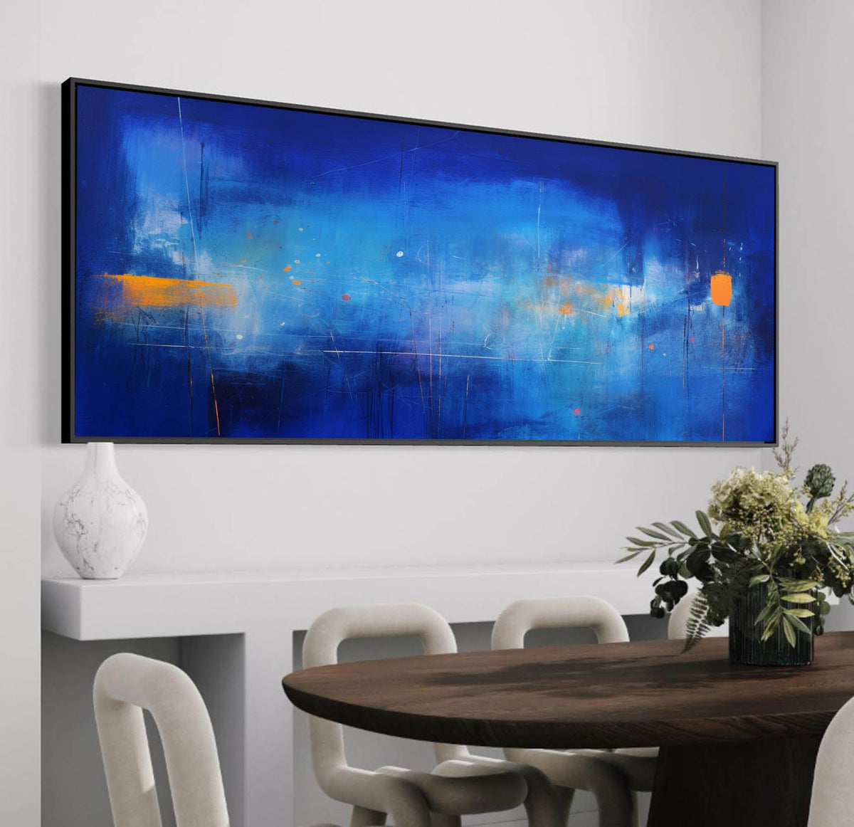 Expressionist Panoramic Blue Orange Wall Art