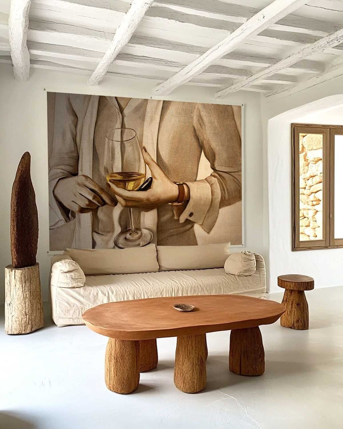 Wall Art Rectangle Realistic Art Wine Glass Gentleman