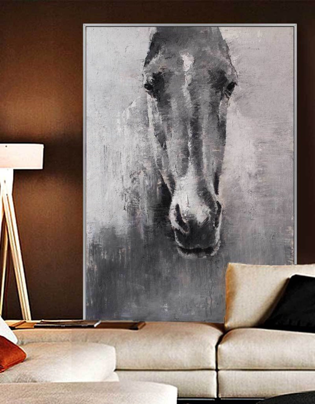 Monochromatic Horse Portrait Painting Textured