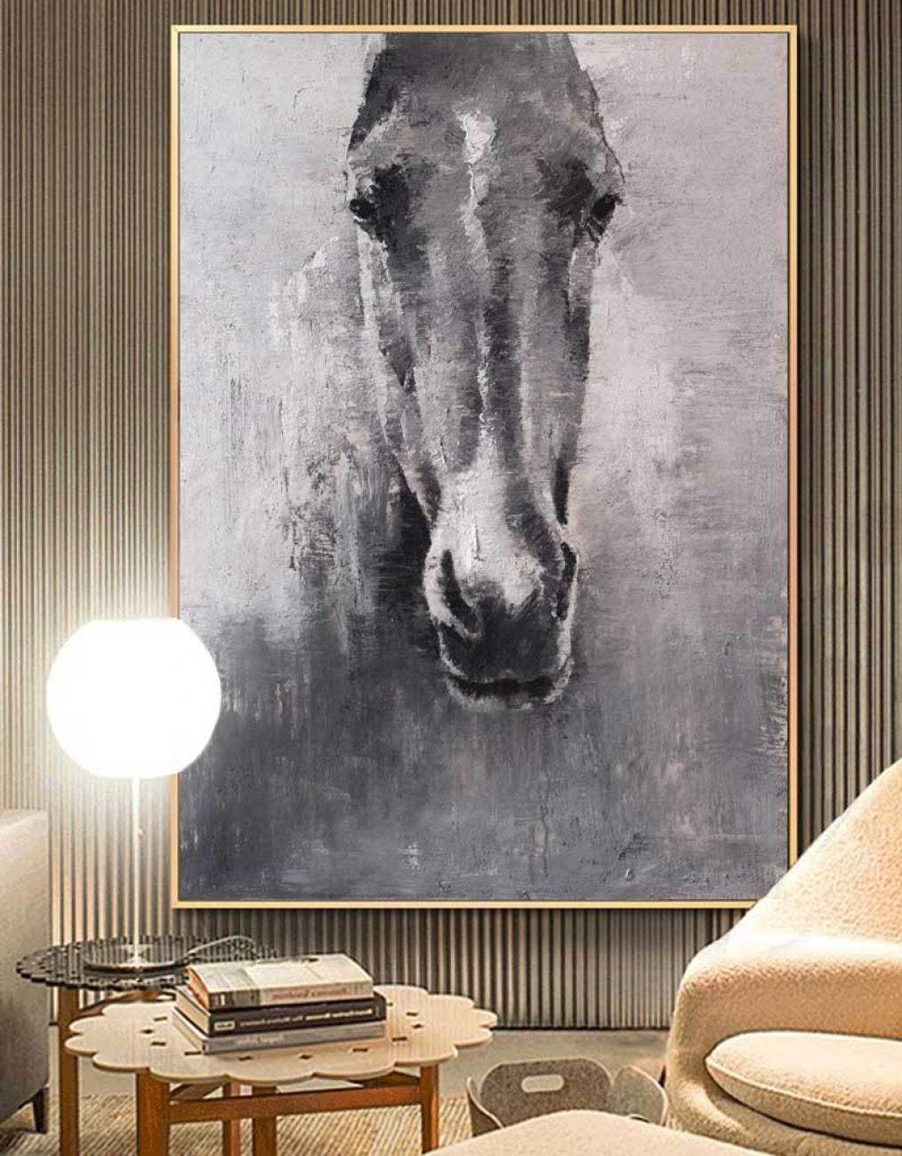 Monochromatic Horse Portrait Painting Textured