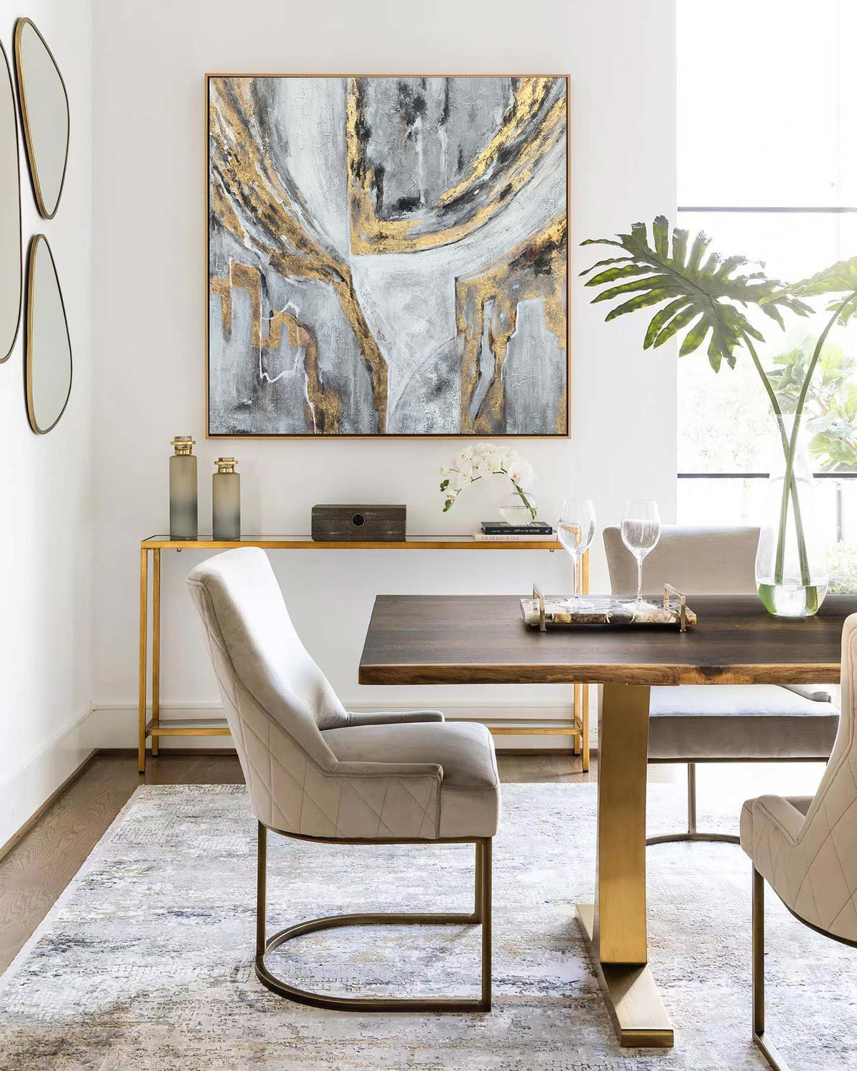 Gray Gold Abstract Oil Painting