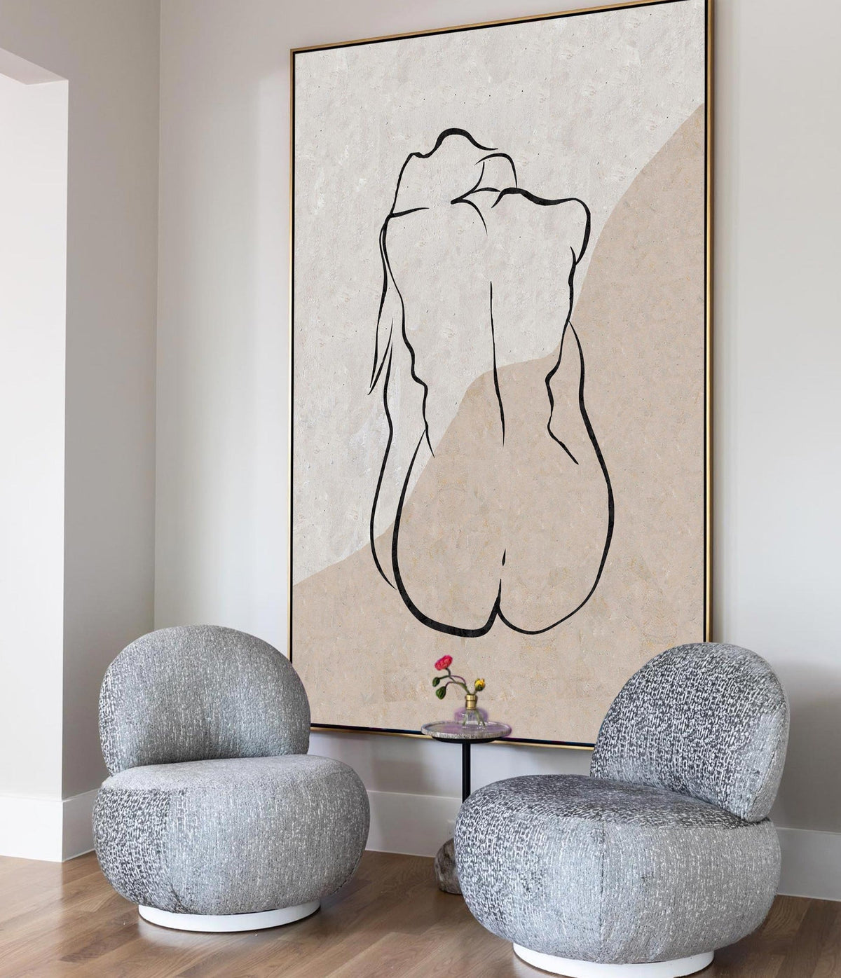 Minimalist Line Art Nude Silhouette Vertical