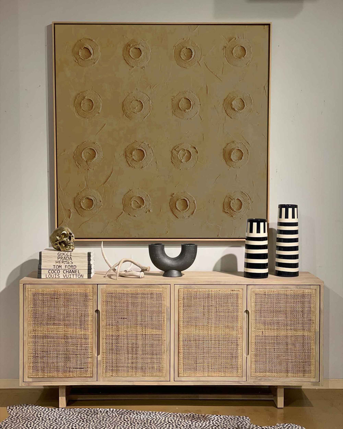 Wall Art Square Abstract Concave Grid Warm