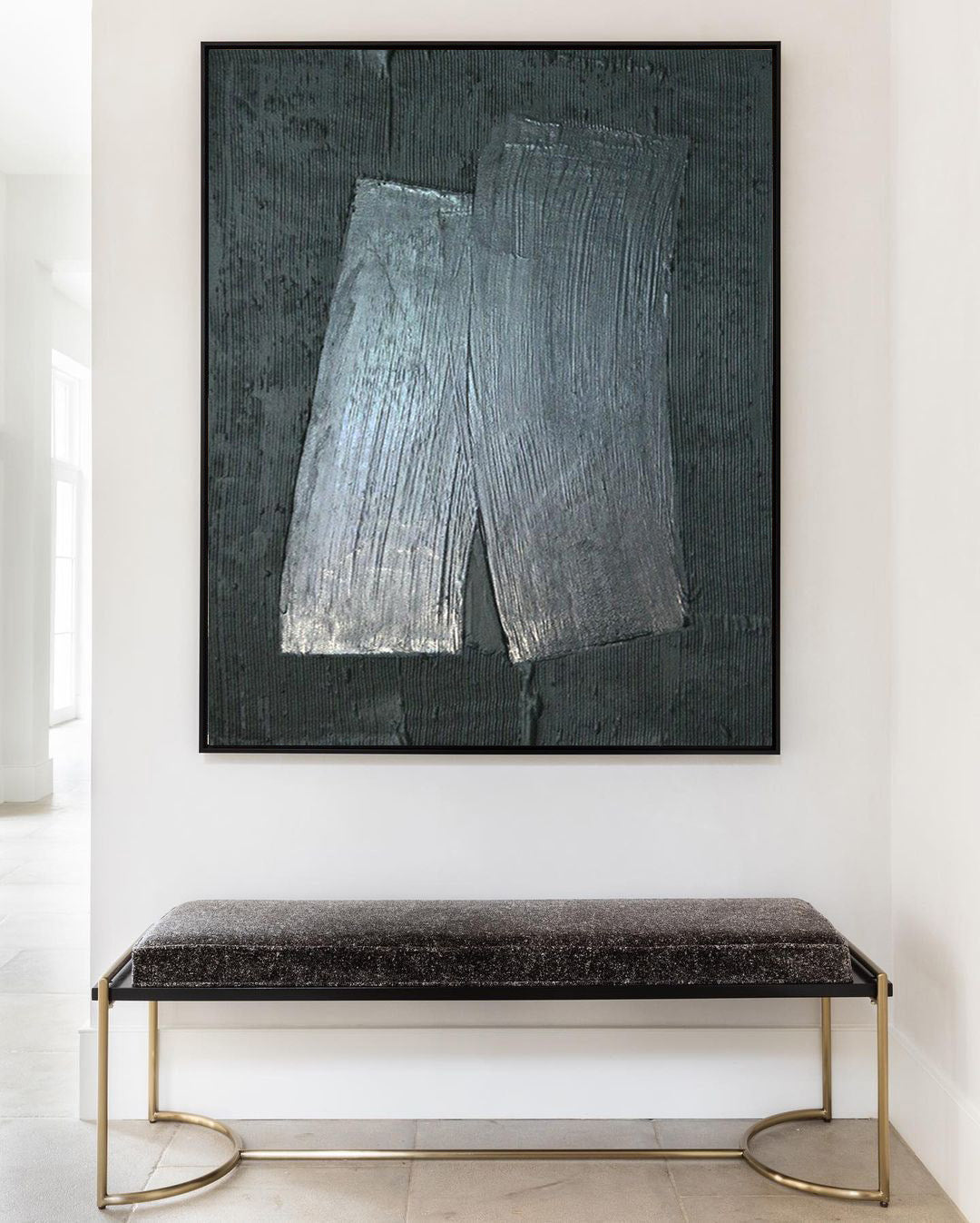 Wall Art Black Grey Geometric Rectangles Abstract Minimalist Texture Living Room