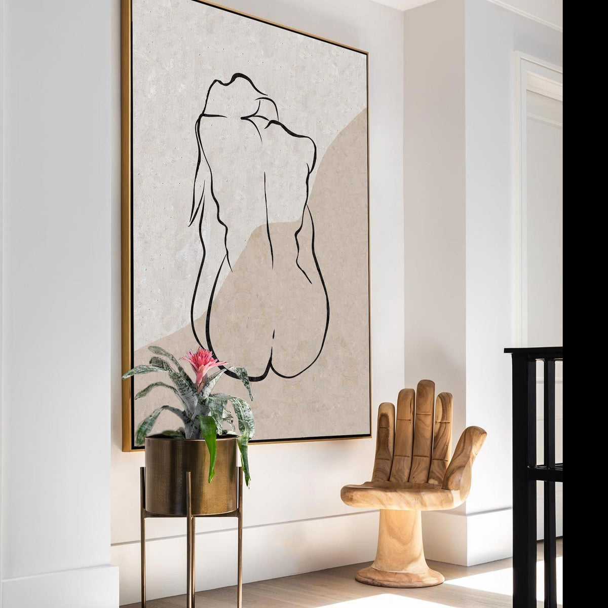 Minimalist Line Art Nude Silhouette Vertical