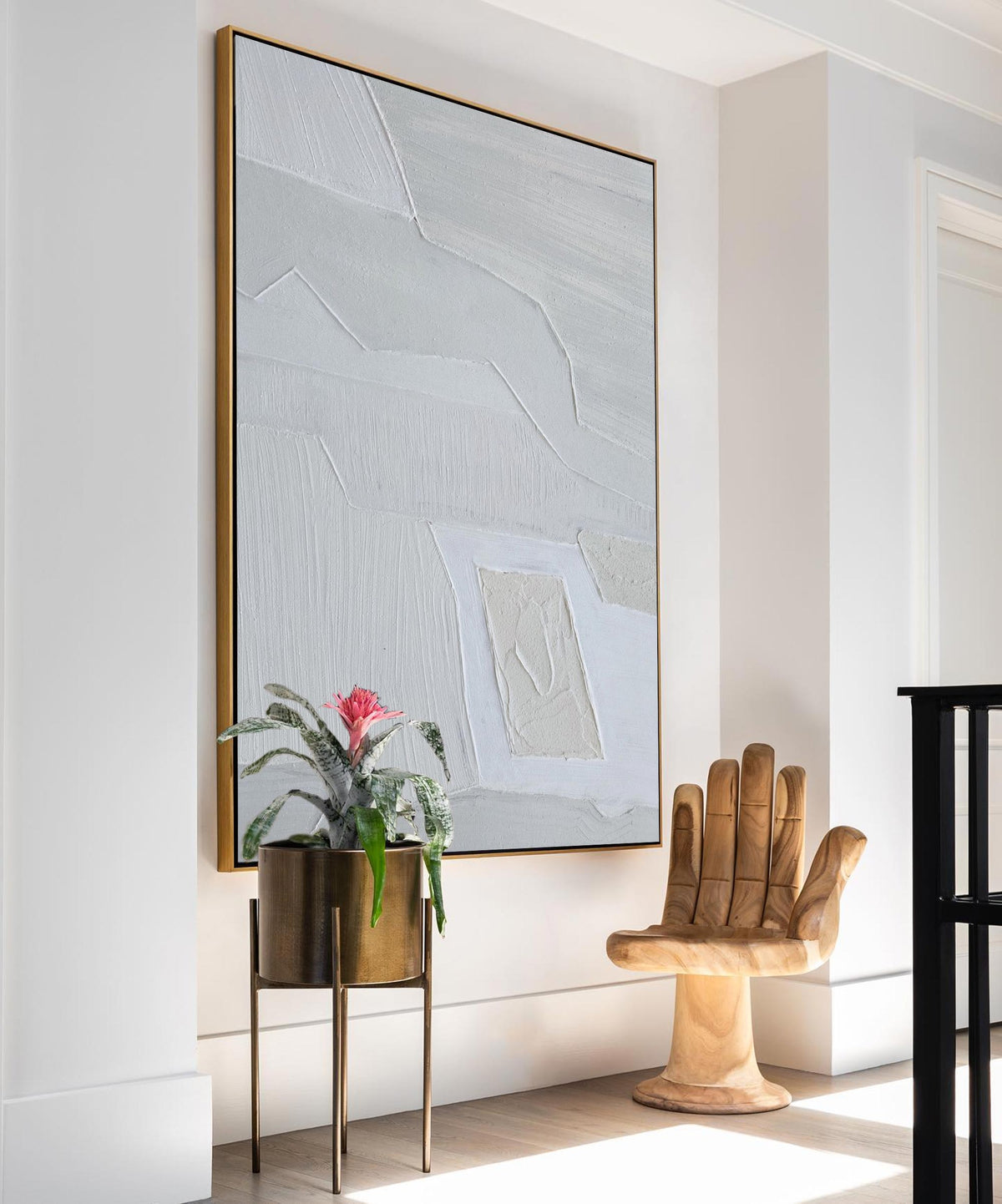 Light Gray Textured Abstract Wall Art Vertical